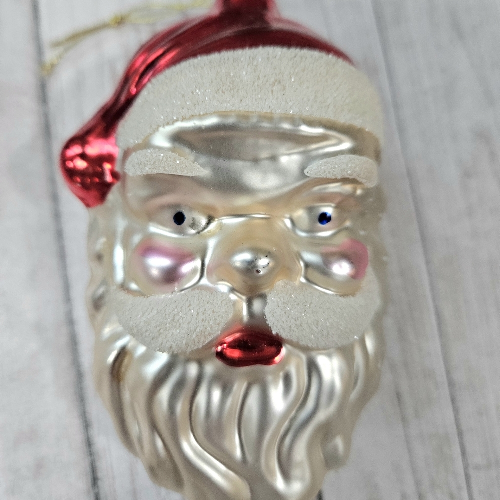 Santa Claus Glass Christmas Ornament Vintage